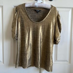 Ralph Lauren, Women’s XL/Size 14, Gold Puff Sleeve Blouse